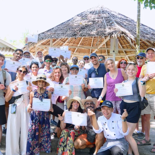 Certified Thai Food Masters! Celebrating an unforgettable moment with our amazing guests at Bukit Thai Cooking Class Phuket Thailand. Take home new skills, great recipes, and memories for a lifetime!